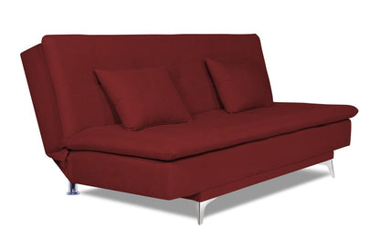 Adorn India Aspen Three Seater Sofa Cum Bed Single Tone Fabric (Maroon) (3 Year Warranty)