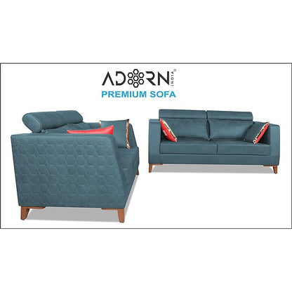 Adorn India Premium Pluto 3+2 Five Seater Sofa Set (Blue)