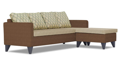 Adorn India Dorothy Blossom L Shape 5 Seater Sofa Set RHS (Brown & Beige)