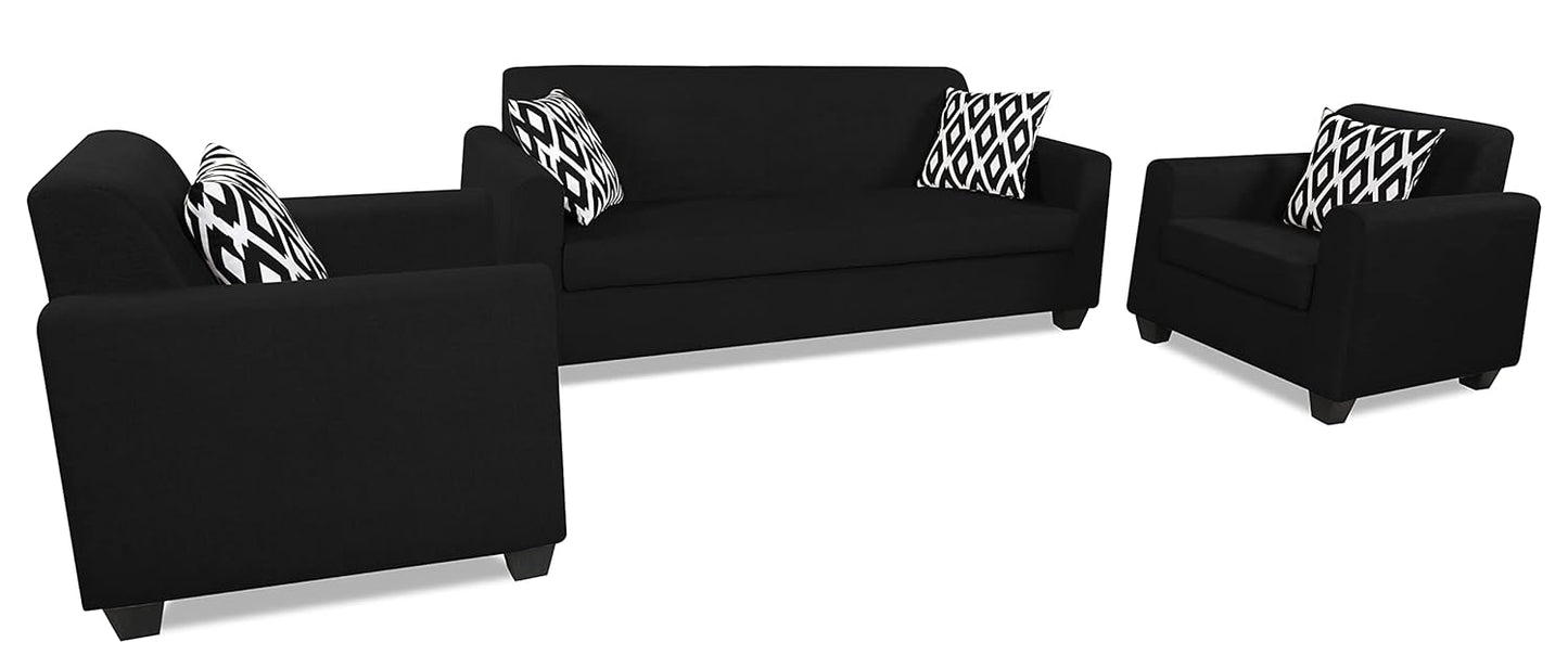 Adorn India Blazer Plus 3-1-1 Five Seater Sofa Set (Black)