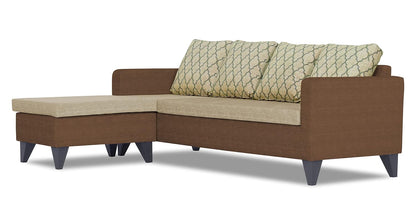 Adorn India Dorothy Blossom L Shape 5 Seater Sofa Set LHS (Brown & Beige)