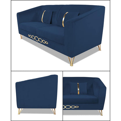 Adorn India Premium Camilla 3 Seater Sofa (Velvet Fabric Colour Blue)