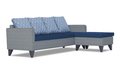 Adorn India Dorothy Blossom L Shape 5 Seater Sofa Set RHS (Blue & Grey)