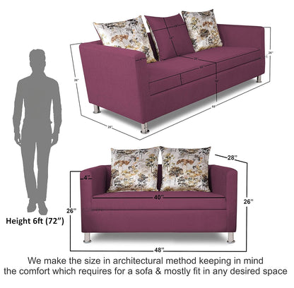 Adorn India Alita 3+2 Compact 5 Seater Sofa Set (Light Purple)
