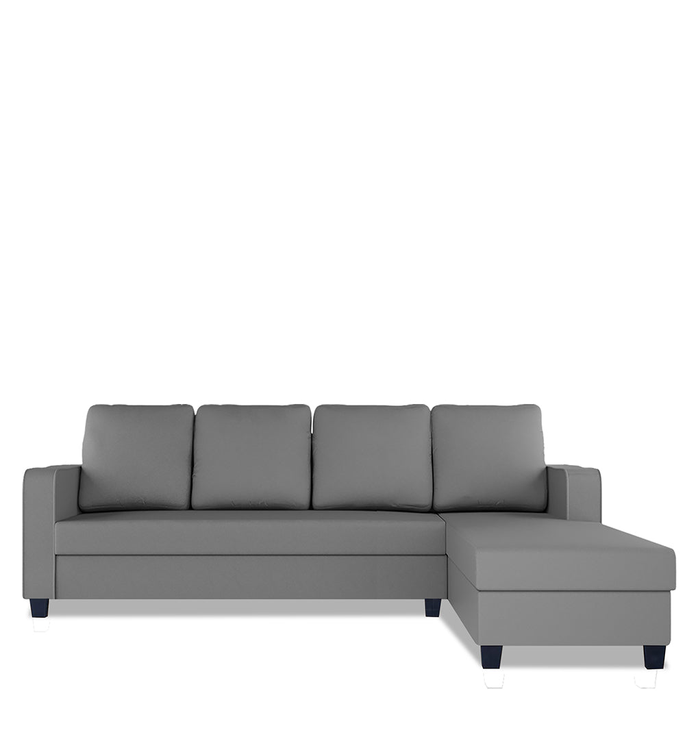 Adorn India Chandler Plain L Shape 6 Seater Sofa Set RHS (Grey) (3 Year Warranty)