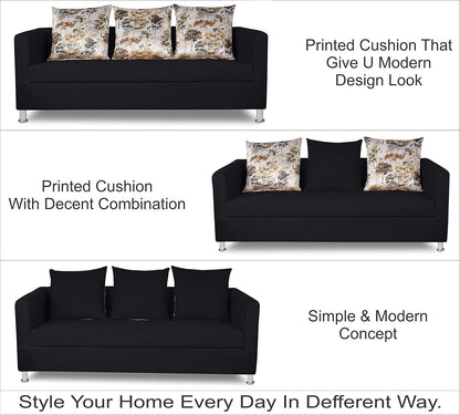 Adorn India Alita 3+2+1 Compact 6 Seater Sofa Set (Black)
