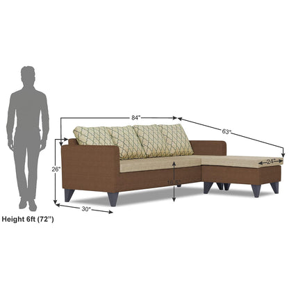 Adorn India Dorothy Blossom L Shape 5 Seater Sofa Set RHS (Brown & Beige)