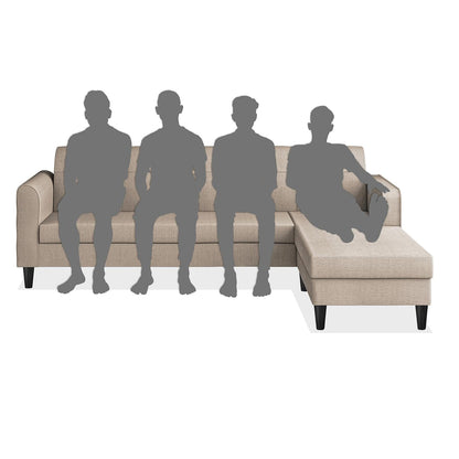 Adorn India Rio Elegant L Shape 5 Seater Sofa Set (RHS) (Beige) (3 Year Warranty)