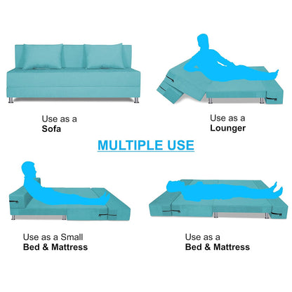 Adorn India Easy Alyn Plus Decent 4 Seater Sofa Cum Bed (6X6) (Aqua Blue) (1 Year Warranty)