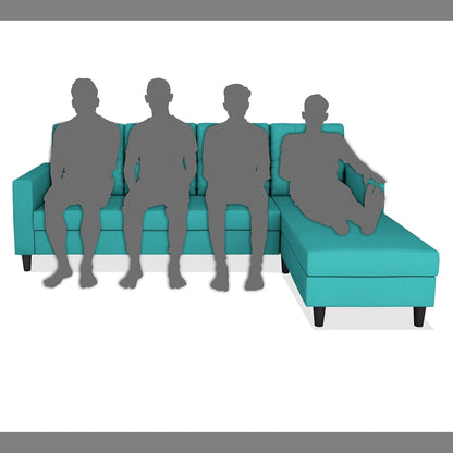 Adorn India Darcy L Shape 5 Seater Sofa Set (RHS) (Aqua Blue) (3 Year Warranty)