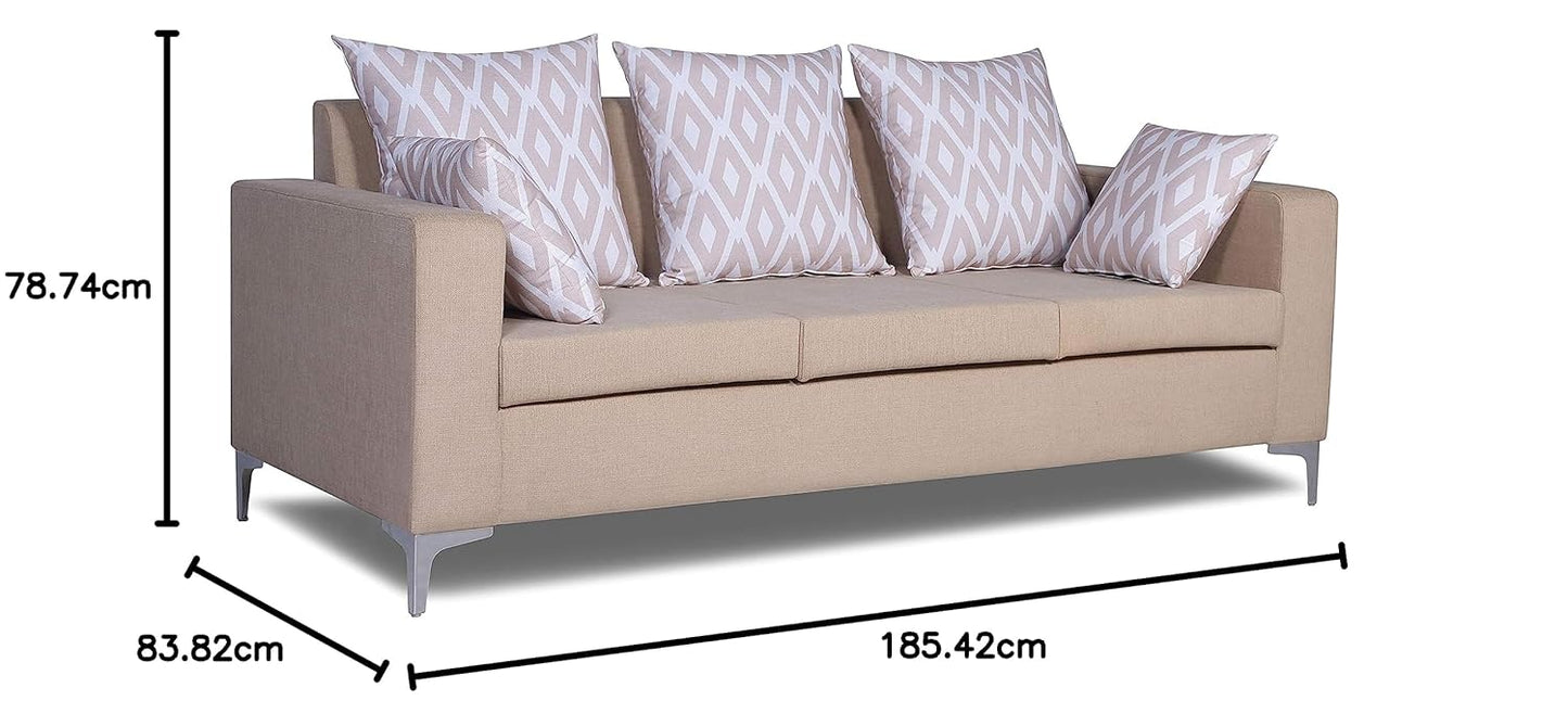 Adorn India Anigma 3 Seater Sofa (Beige)