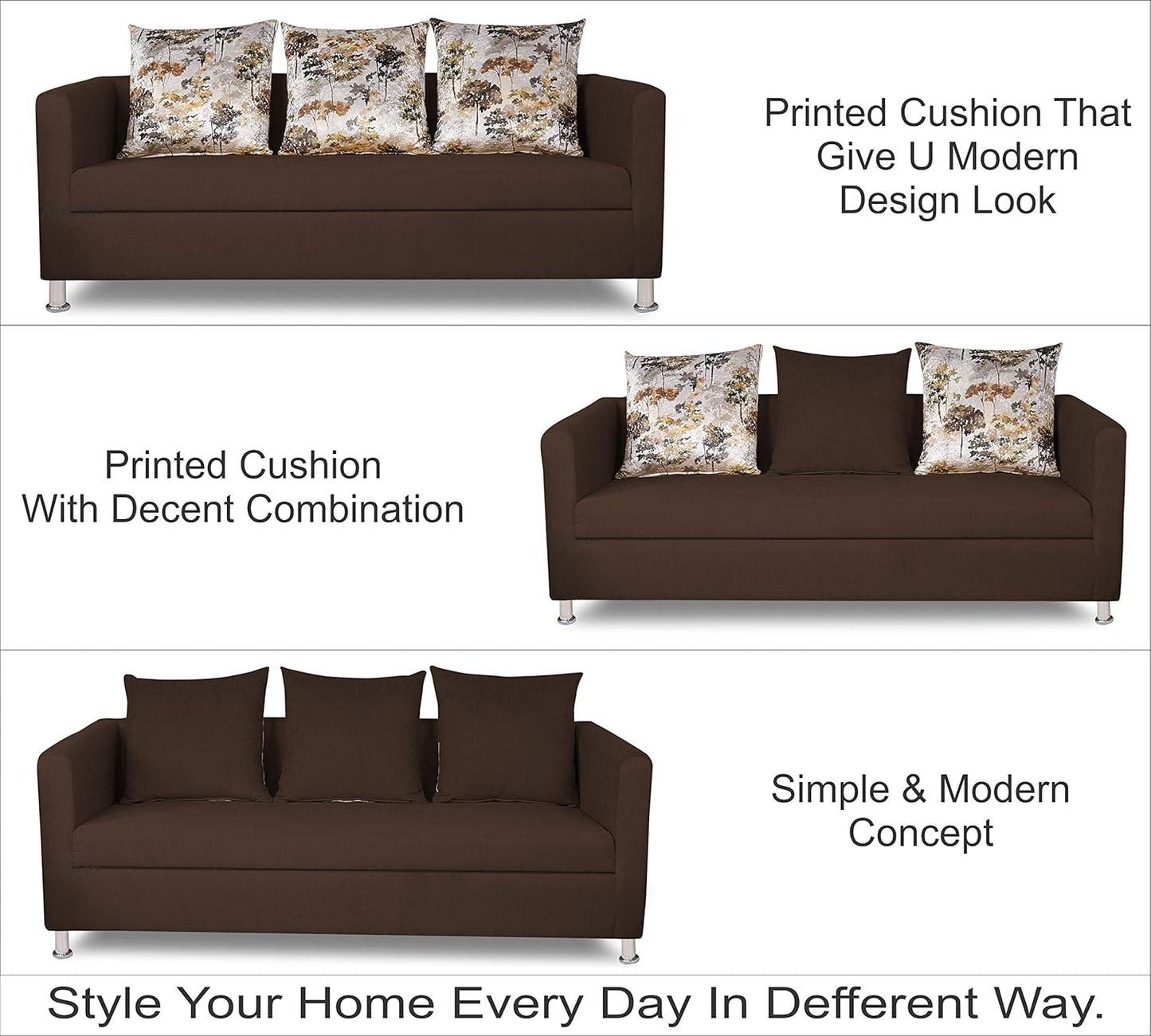 Adorn India Alita 3+2+1 Compact 6 Seater Sofa Set (Brown, Wood)
