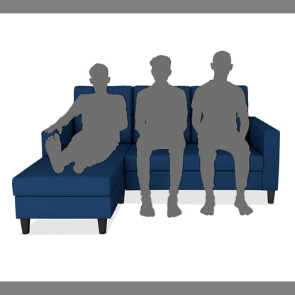 Adorn India Darcy L Shape 4 Seater Sofa Set (Blue) (3 Year Warranty)