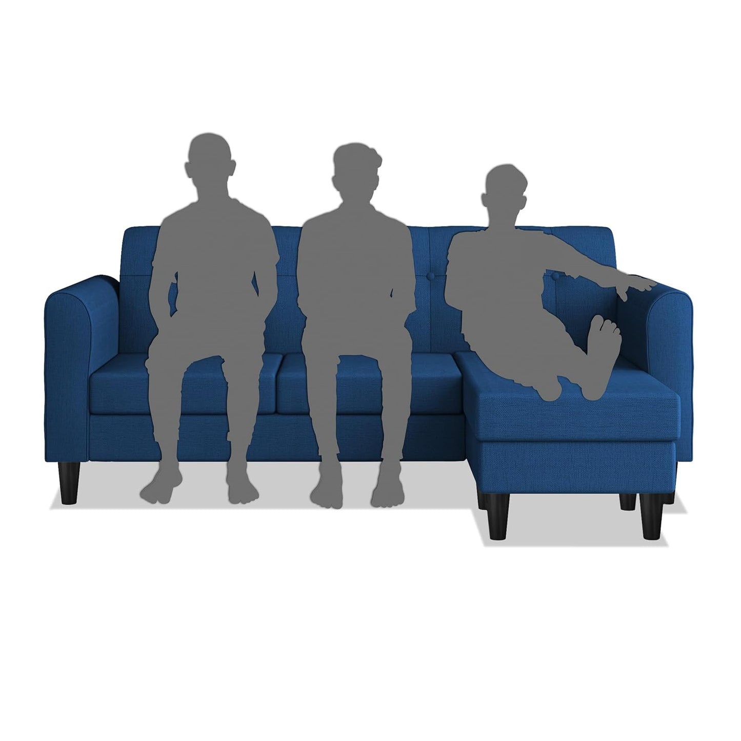 Adorn India Rio Elegant L Shape 4 Seater Sofa Set (Blue) (3 Year Warranty)