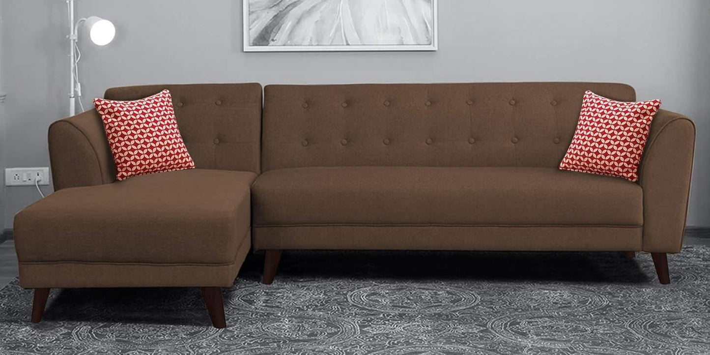 Adorn India (3 Years Warranty Leaf 6 Seater Corner Sofa (Brown) Left Hand Side
