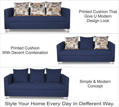 Adorn India Alita 3+2 Compact 5 Seater Sofa Set (Blue)