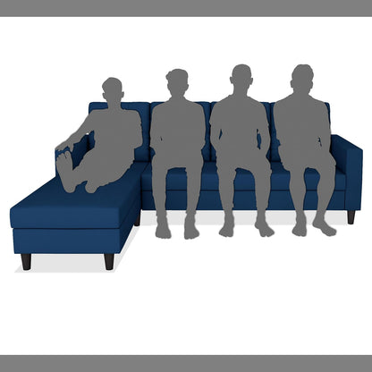 Adorn India Darcy L Shape 5 Seater Sofa Set (LHS) (Blue) (3 Year Warranty)
