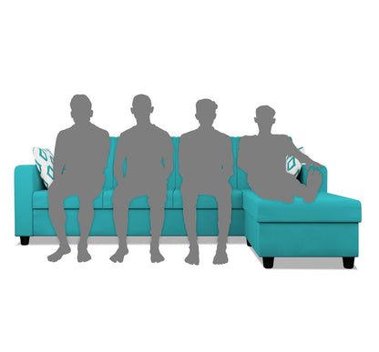 Adorn India Monteno L Shape 5 Seater Sofa Set RHS(Aqua Blue) (3 Year Warranty)