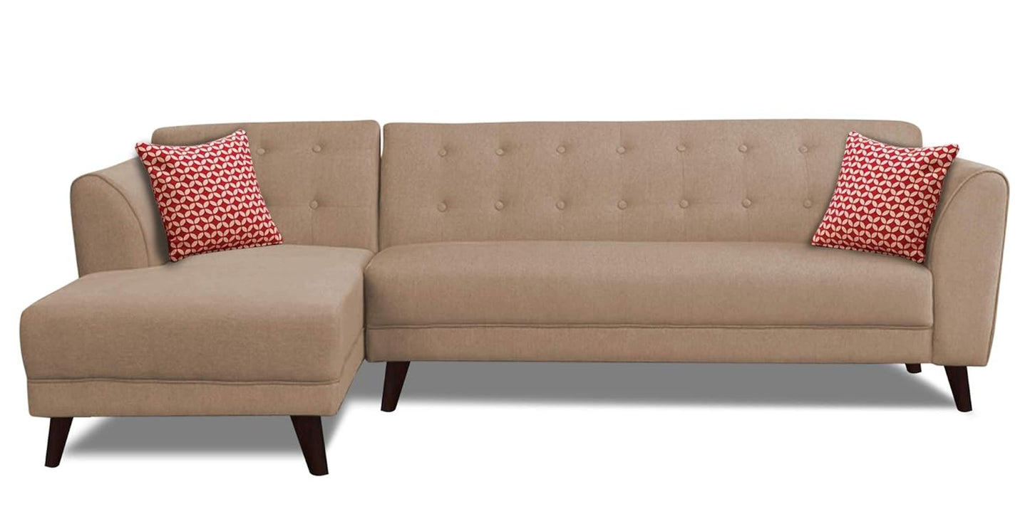 Adorn India (3 Years Warranty Leaf 6 Seater Corner Sofa (Beige) Left Hand Side