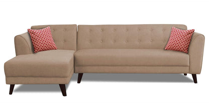 Adorn India (3 Years Warranty Leaf 6 Seater Corner Sofa (Beige) Left Hand Side