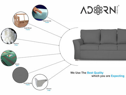 Adorn India Alexia 3+2+1 Six Seater Sofa Set (Light Grey)