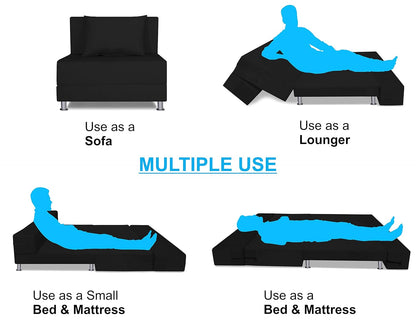 Adorn India Easy Alyn Plus Decent 2 Seater Sofa Cum Bed (3x6) (Black) (1 Year Warranty)