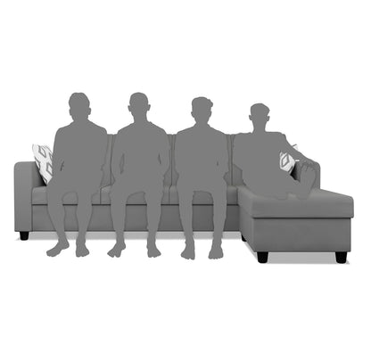 Adorn India Monteno L Shape 5 Seater Sofa Set RHS(Grey) (3 Year Warranty)