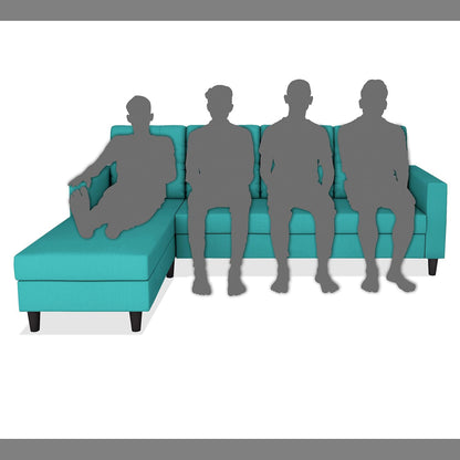 Adorn India Darcy L Shape 5 Seater Sofa Set (LHS) (Aqua Blue) (3 Year Warranty)