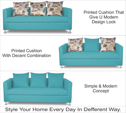 Adorn India Alita 3+2+1 Compact 6 Seater Sofa Set (Aqua Blue)