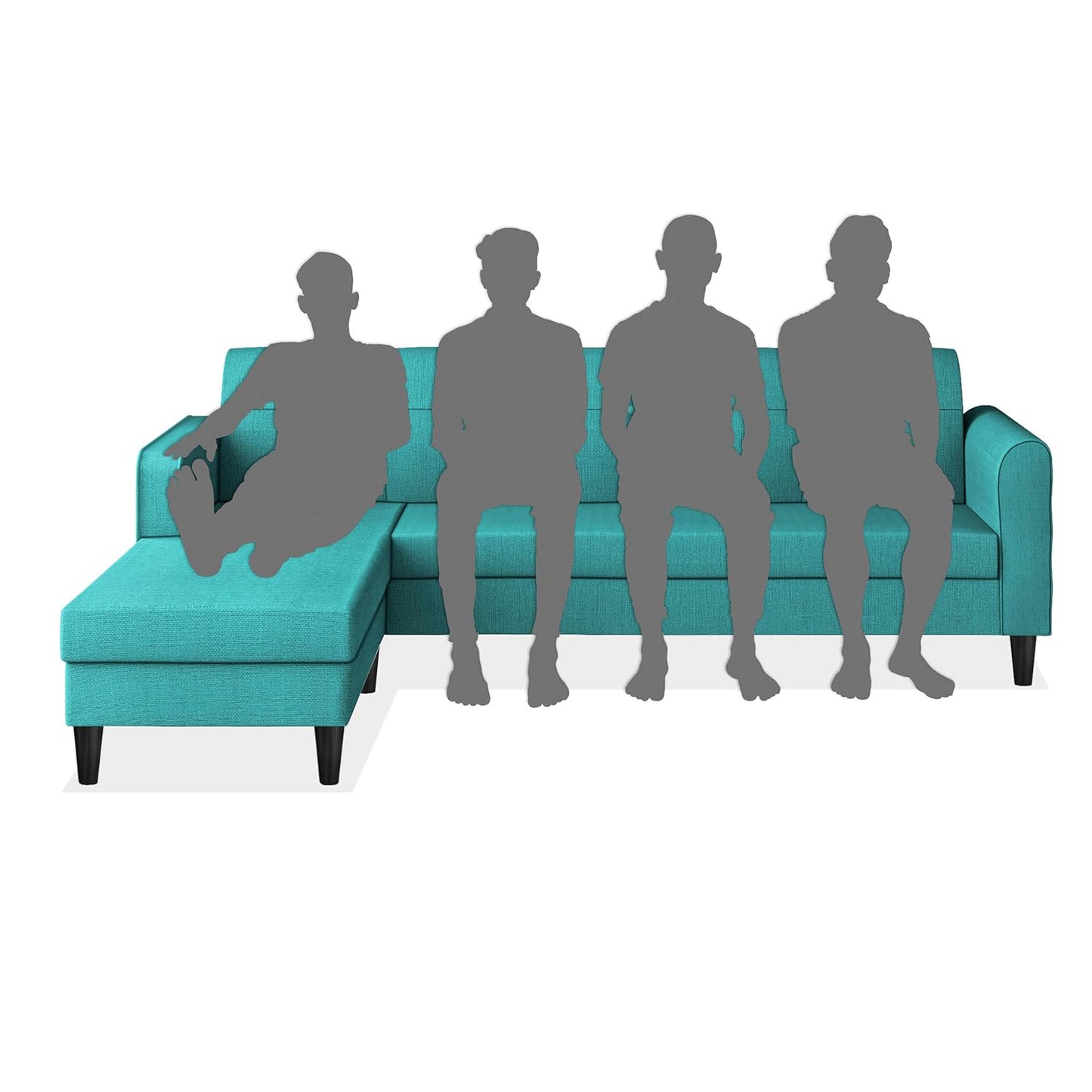 Adorn India Rio Elegant L Shape 5 Seater Sofa Set (Lhs) (Aqua Blue) (3 Year Warranty)