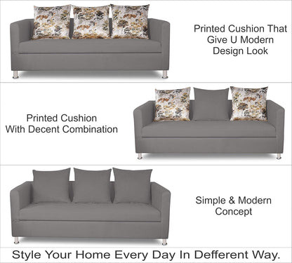 Adorn India Alita 3+2 Compact 5 Seater Sofa Set (Light Grey)