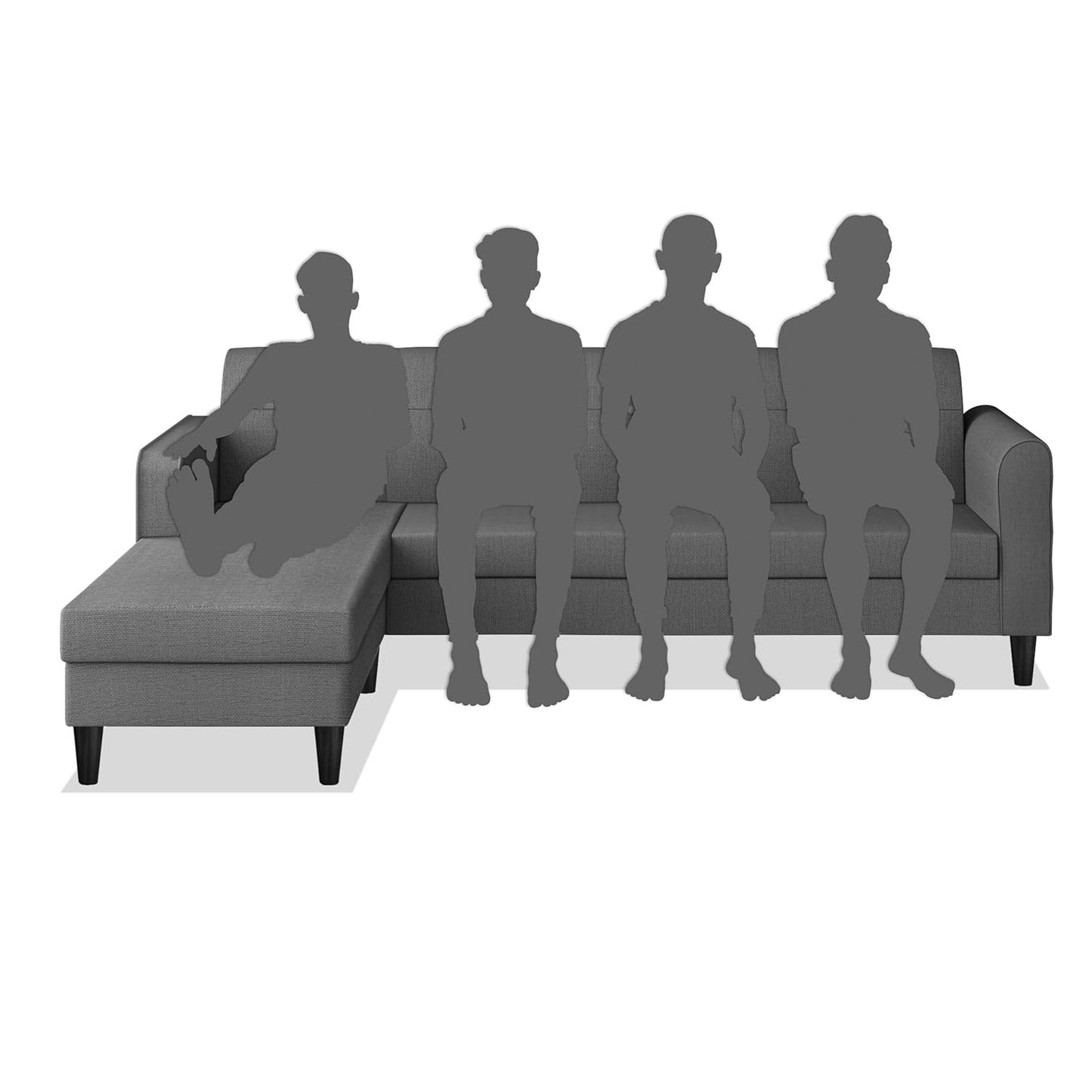 Adorn India Rio Elegant L Shape 5 Seater Sofa Set (LHS) (Grey) (3 Year Warranty)