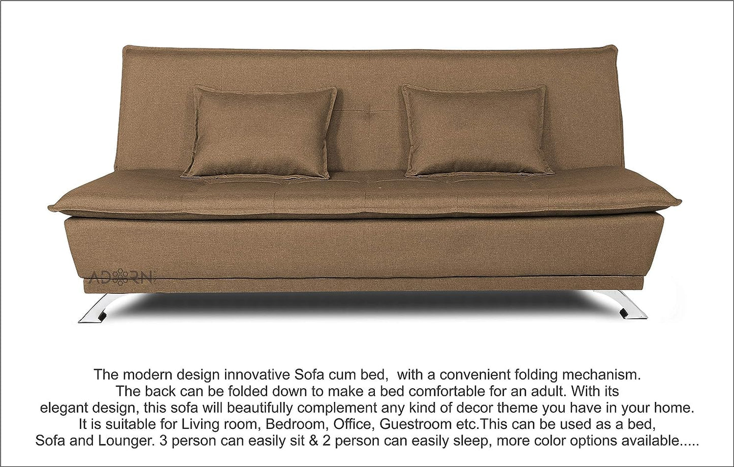 Adorn India Arden 4 Seater Plain Sofa Cum Bed 4 x 6 (Camel) (3 Year Warranty)