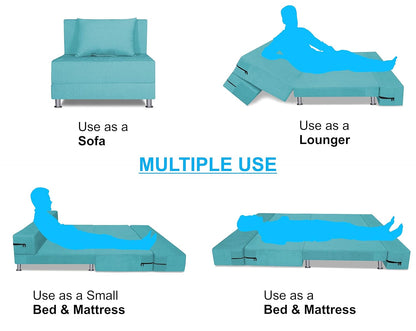 Adorn India Easy Alyn Plus Decent 2 Seater Sofa Cum Bed (3x6) (Aqua Blue) (1 Year Warranty)