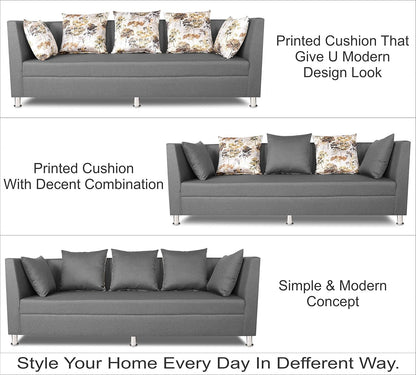 Adorn India Alita 3+2+1 Compact 6 Seater Sofa Set (Light Grey)