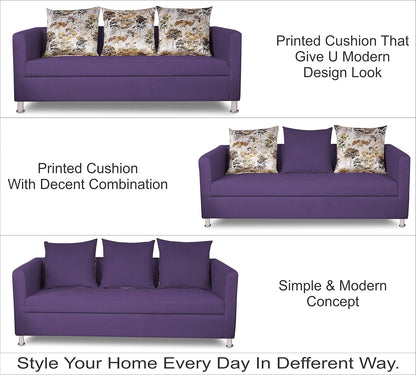 Adorn India Alita 3+2 Compact 5 Seater Sofa Set (Dark Purple)