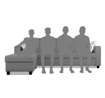Adorn India Monteno L Shape 5 Seater Sofa Set LHS(Grey) (3 Year Warranty)