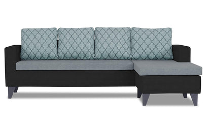 Adorn India Dorothy Blossom L Shape 5 Seater Sofa Set RHS (Black & Grey)