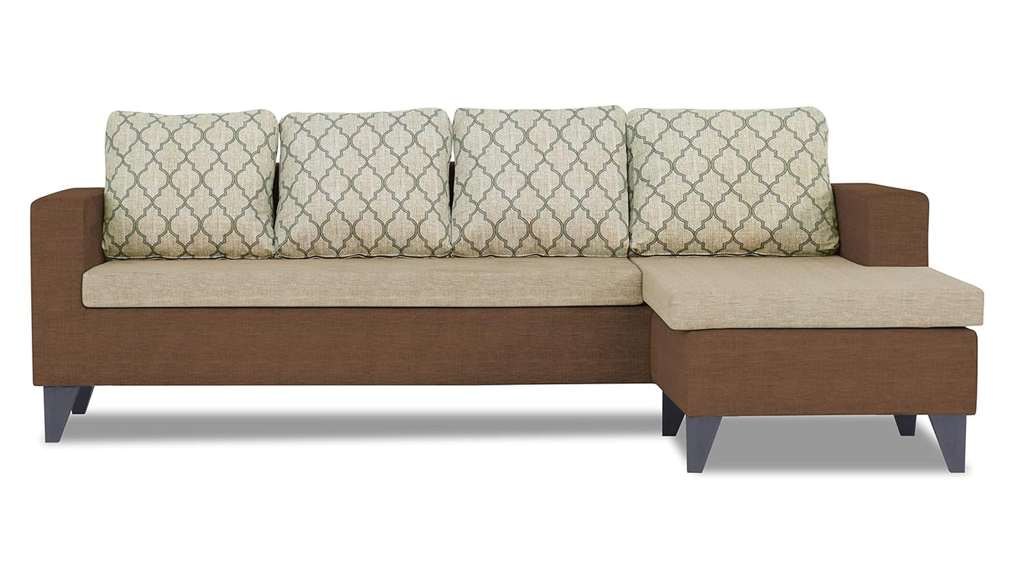 Adorn India Dorothy Blossom L Shape 5 Seater Sofa Set RHS (Brown & Beige)