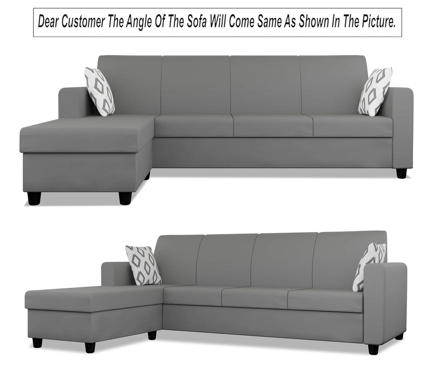 Adorn India Monteno L Shape 5 Seater Sofa Set LHS(Grey) (3 Year Warranty)