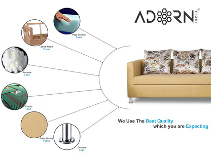 Adorn India Alita 3+2+1 Compact 6 Seater Sofa Set (Beige)