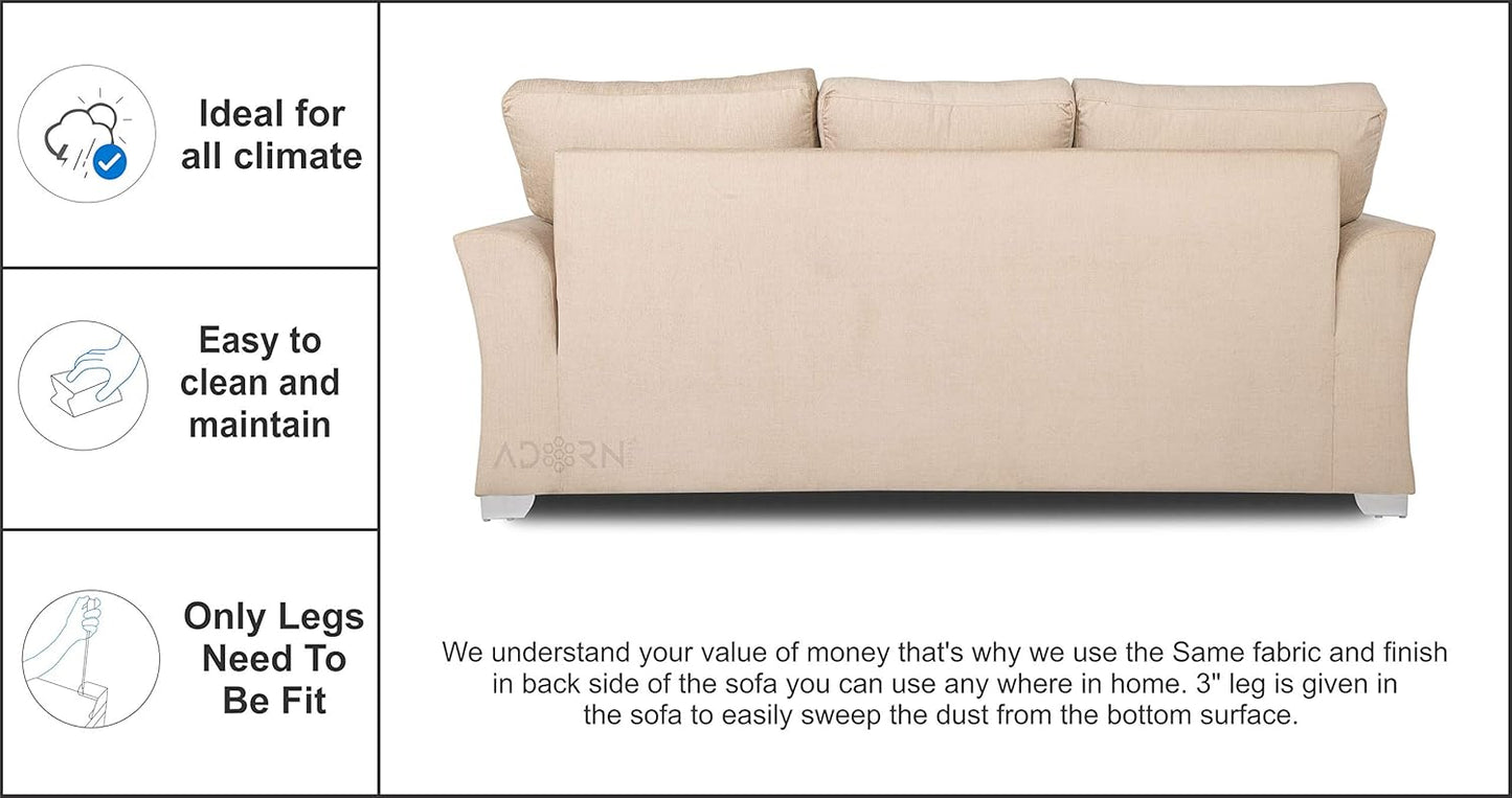 Adorn India Alexia 3+2+1 Six Seater Sofa Set (Wood & Fabric, Beige)