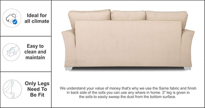 Adorn India Alexia 3+2+1 Six Seater Sofa Set (Wood & Fabric, Beige)