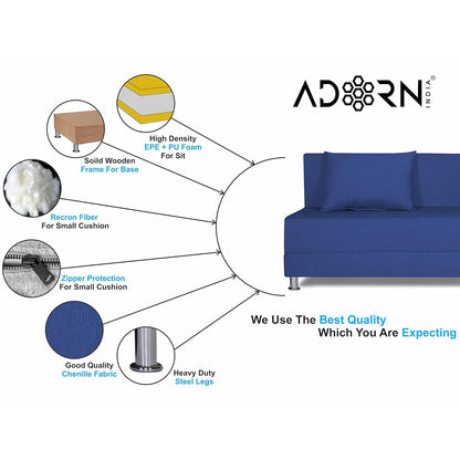 Adorn India Foam Easy Alyn Plus Decent 4 Seater Sofa Cum Bed (6X6) (Blue) (1 Year Warranty)