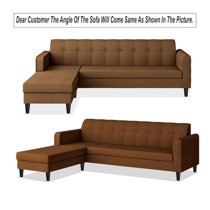 Adorn India Rio Elegant L Shape 5 Seater Sofa Set (LHS) (Brown) (3 Year Warranty)