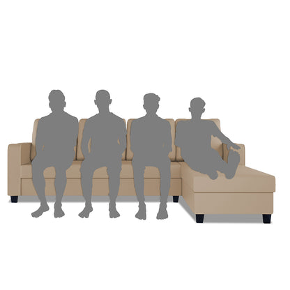 Adorn India Chandler Plain L Shape 6 Seater Sofa Set RHS (Beige) (3 Year Warranty)