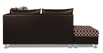 Adorn India (3 Years Warranty Atlanta 6 Seater Leatherette & Fabric Corner Sofa Left Hand Side with Ottoman (Brown & Beige)