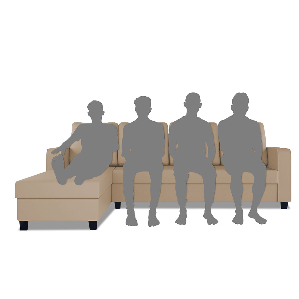Adorn India Chandler Plain L Shape 6 Seater Sofa Set Lhs (Beige) (3 Year Warranty)