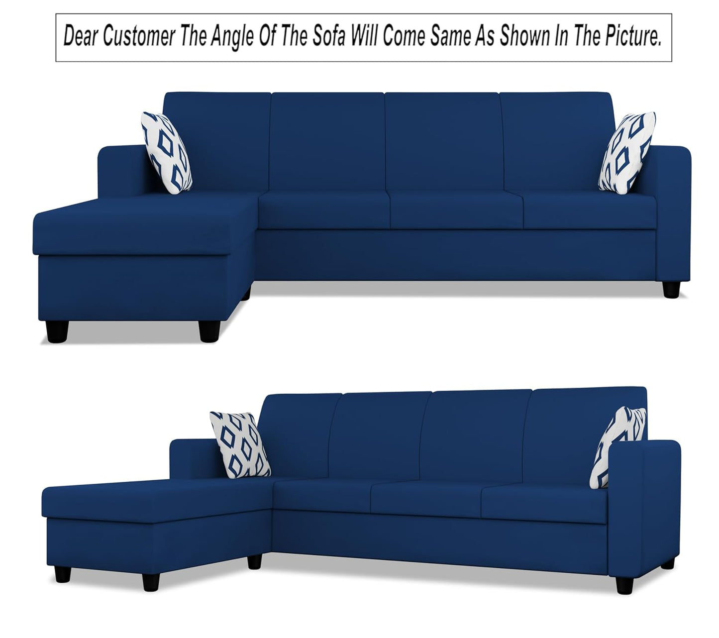 Adorn India Monteno L Shape 5 Seater Sofa Set LHS(Blue) (3 Year Warranty)