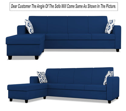 Adorn India Monteno L Shape 5 Seater Sofa Set LHS(Blue) (3 Year Warranty)